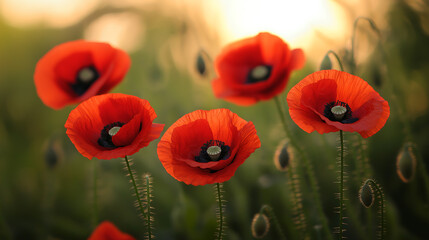 Obraz premium Close-up shot of poppy flowers.