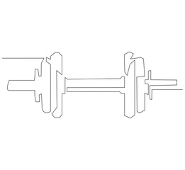 Dumbbells continuous line. Continuous one line drawing dumbbells for exercise. Gym, fitness concept. Single line drawing