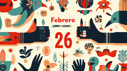 Diseño Vibrante de Calendario para el 26 de Febrero