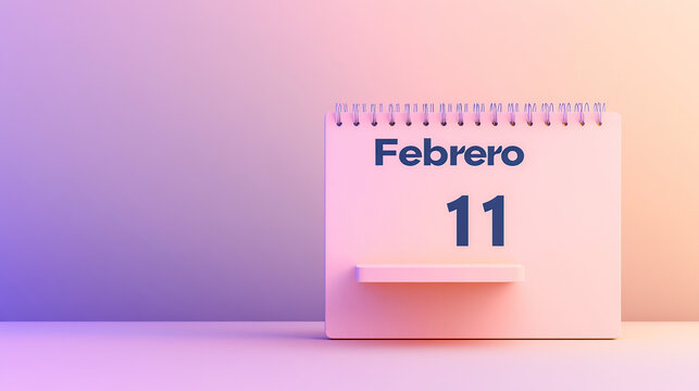 Dise&ntilde;o Minimalista de Calendario 11 de Febrero