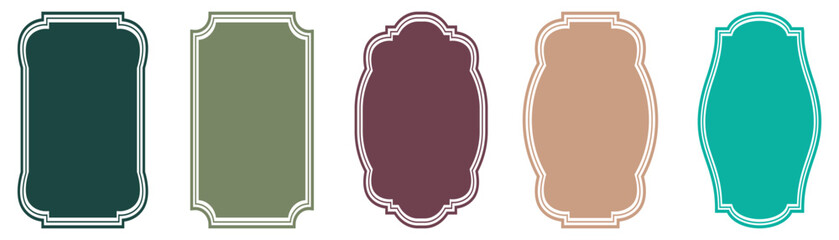 Traditional islamic window shapes in oriental style. Abstract isolated collection of colorful frames in different shapes, Ramadan Kareem icons. Vector illustration,