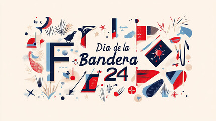Ilustración Festiva Día de la Bandera con Elementos Patrióticos