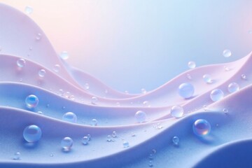 Serene Pastel Waves with Iridescent Spheres An Abstract Background Image of Gentle Undulations and Shimmering Droplets
