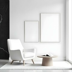 Modern Minimalist Living Room With Canvas 