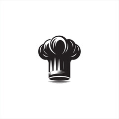 Illustration of a cook with his hat in the shape of a cloud, on black white vector