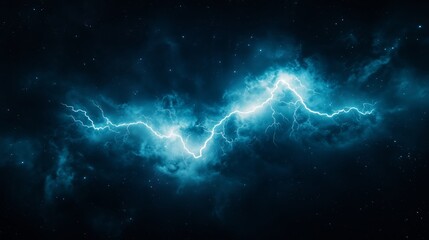 a scene full of lightning and electric rays isolated on a empty plain clean black backgroun