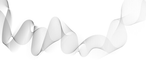 Obraz premium Abstract grey wavy lines Digital frequency track equalizer background. Curved wave smooth stripe seamless pattern. Wave lines created using blend tool. graphic design template banner business wave. 