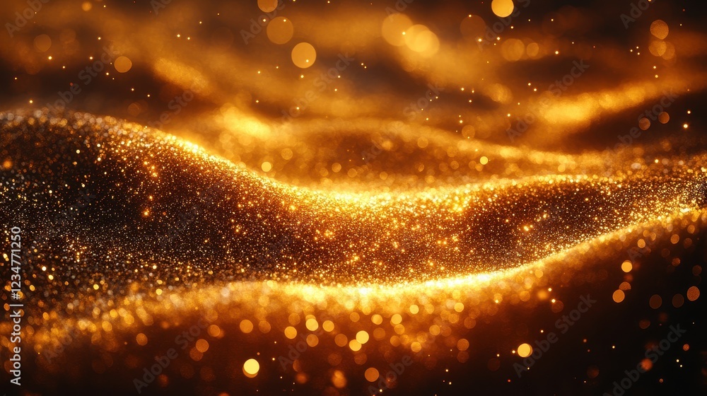 Poster A shimmering golden surface with sparkling particles creating a dreamy effect.