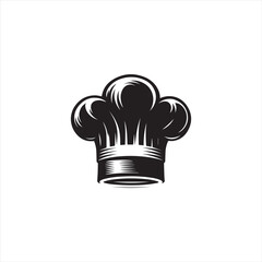 Illustration of a cook with his hat in the shape of a cloud, on black white vector