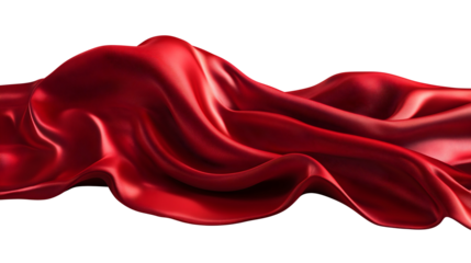 flowing red satin fabric isolated png transparent cutout