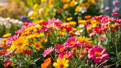Blooming Spring Garden Home Decor AI Art, Colorful Blossom Photo
