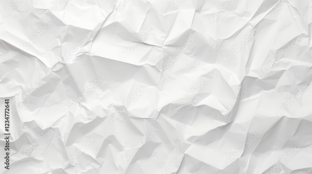 Poster seamless white crumpled paper texture background for creative design and artistic projects in high-r