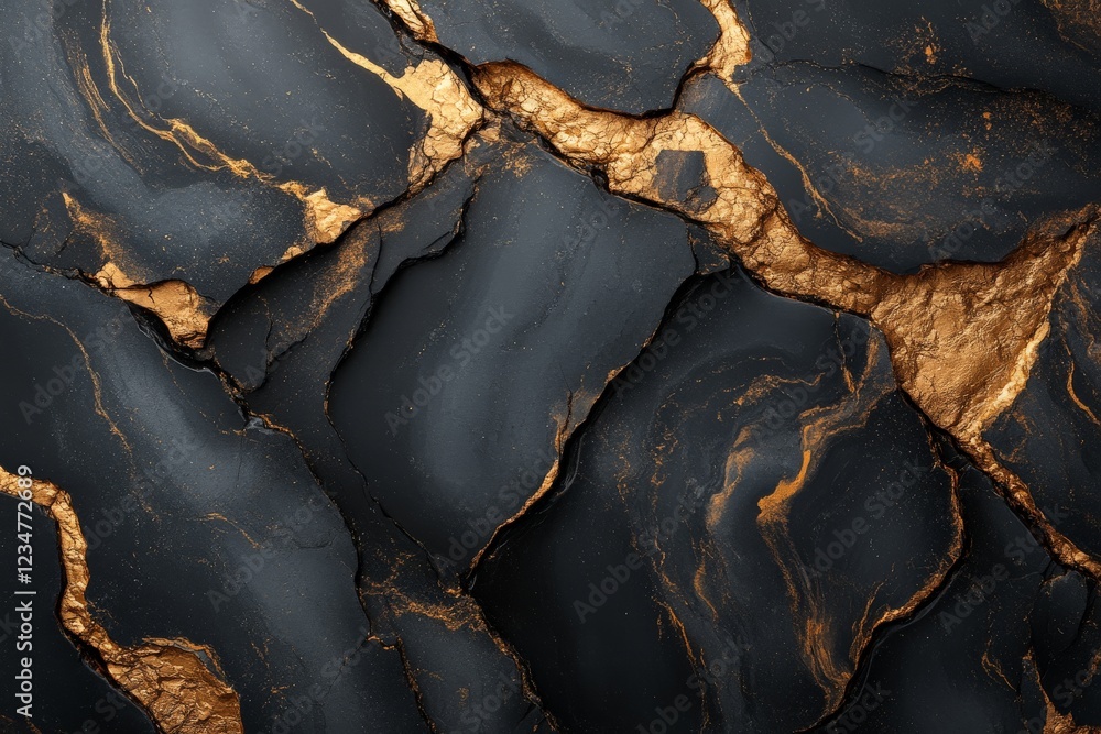 Aufkleber black and gold marbled texture showcasing unique patterns and a luxurious appearance in natural ston
