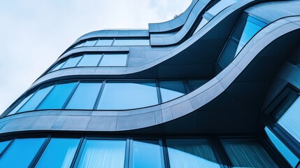 Obraz premium Curved Glass Facade of a Modern Building