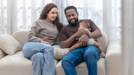 Obraz premium Happy Black Family Relaxing at Home