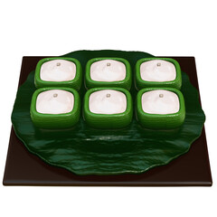 Thai Dessert , pudding with coconut cream On transparent background , 3D Rendering