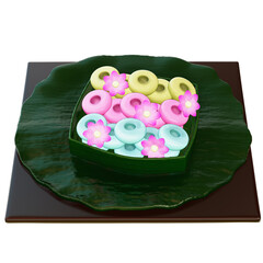 Thai Dessert , Kanom Nam Dok Mai On transparent background , 3D Rendering
