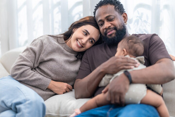 Happy Black Family Relaxing at Home