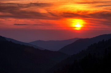 sunset over the mountains