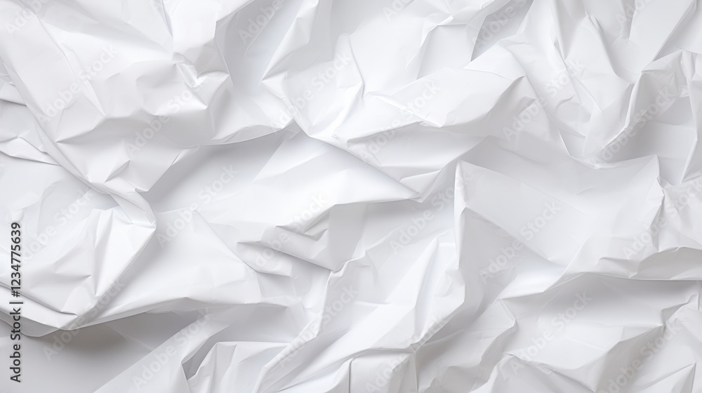 Poster seamless textured white crumpled paper background for design use, ideal for mockups and creative pro