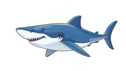 Obraz premium Cartoon Whale Shark, Flat Design, Line Art, High Quality, Bright Colors