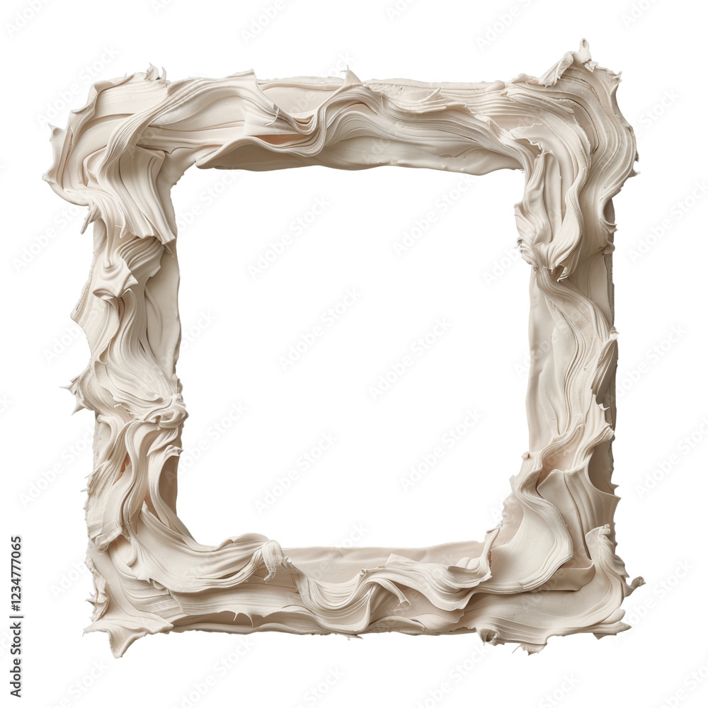 Poster ornate cream frame with abstract wave design and textured pattern on all sides
