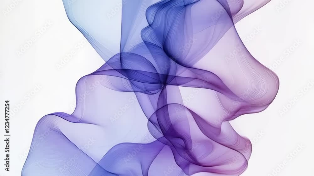 Poster flowing purple and blue smoke swirls creating intricate abstract patterns