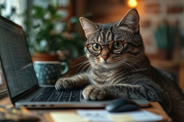 Un chat en télétravail
