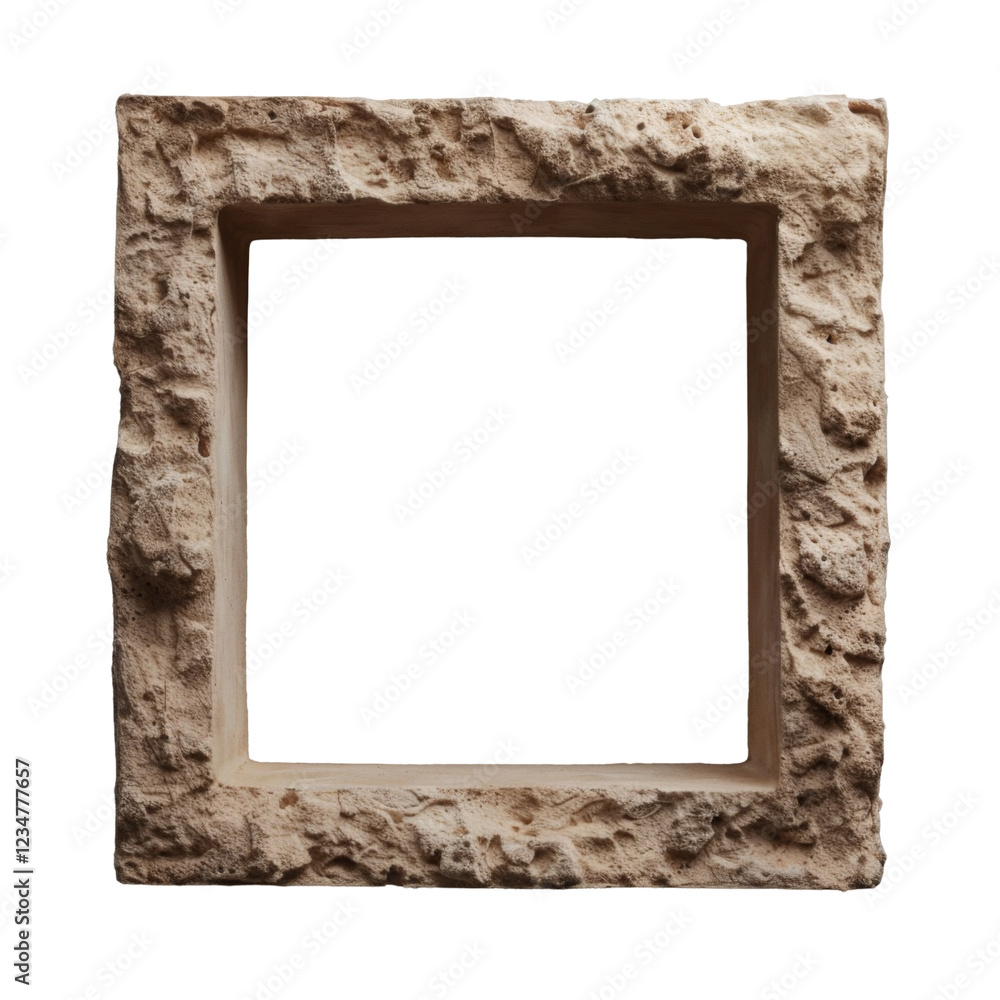 Aufkleber textured square frame with rough stone-like edges for creative art and design projects