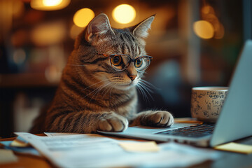 Un chat en télétravail
