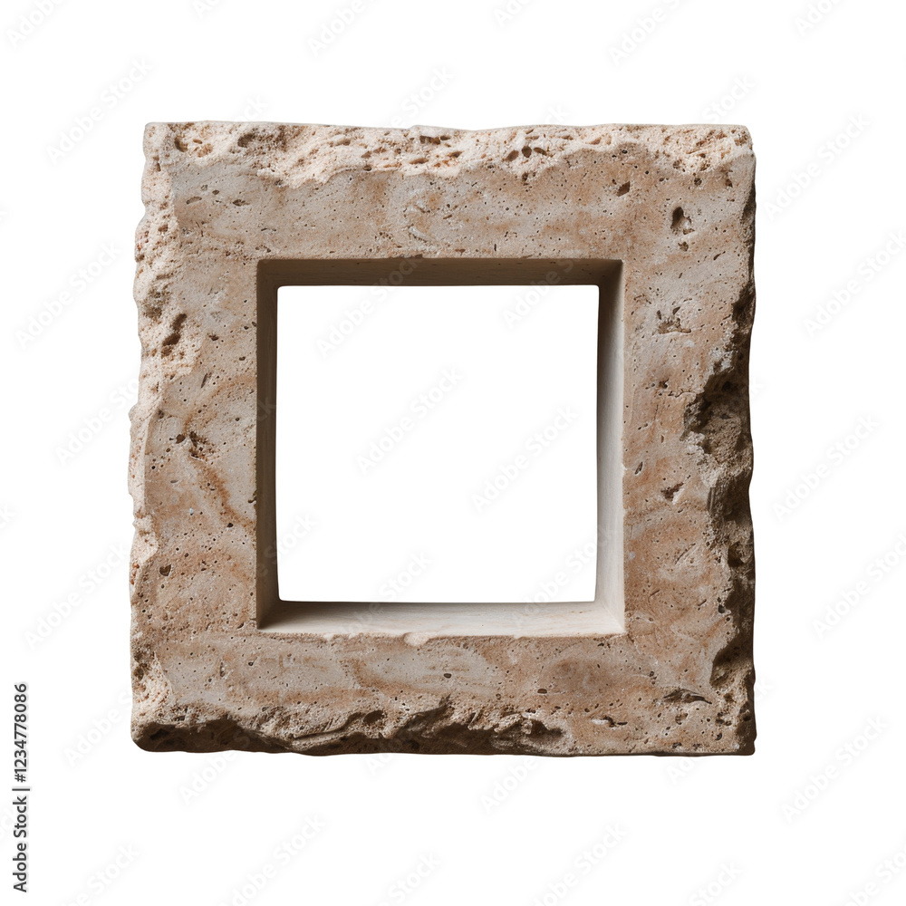 Aufkleber rustic stone frame with natural texture and square opening in center