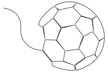 Obraz premium Single continuous line art football drawing of isolated outline Vector Illustration 