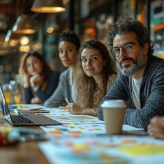 Fototapeta premium A group of people in an office meeting