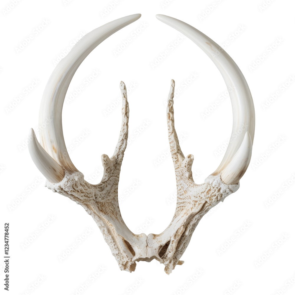 Poster white antlers with curved points and textured surface displayed
