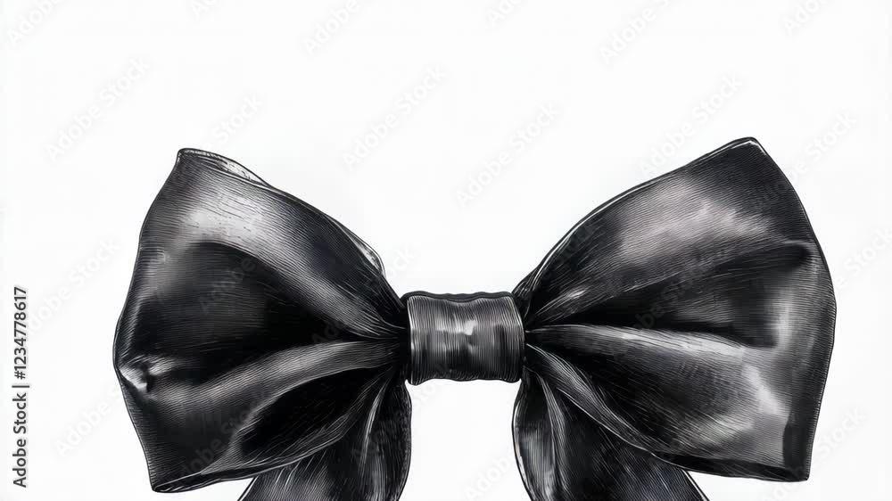 Poster elegant black bow rotating in seamless loop for fashion and design concepts