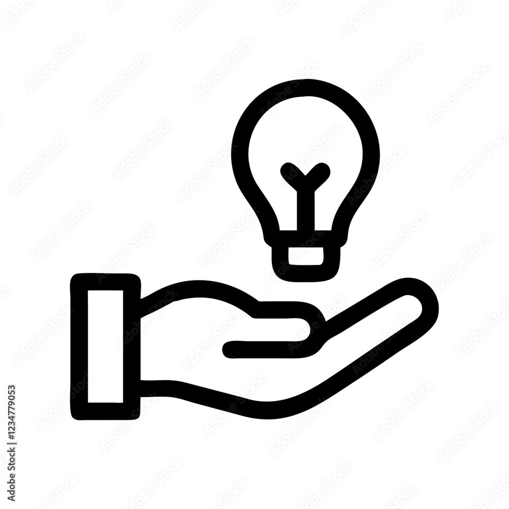 Aufkleber Idea Support Hand with Lightbulb Vector Icon for Innovation and Assistance