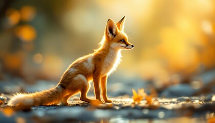 Adorable Fox in Golden Sunlight