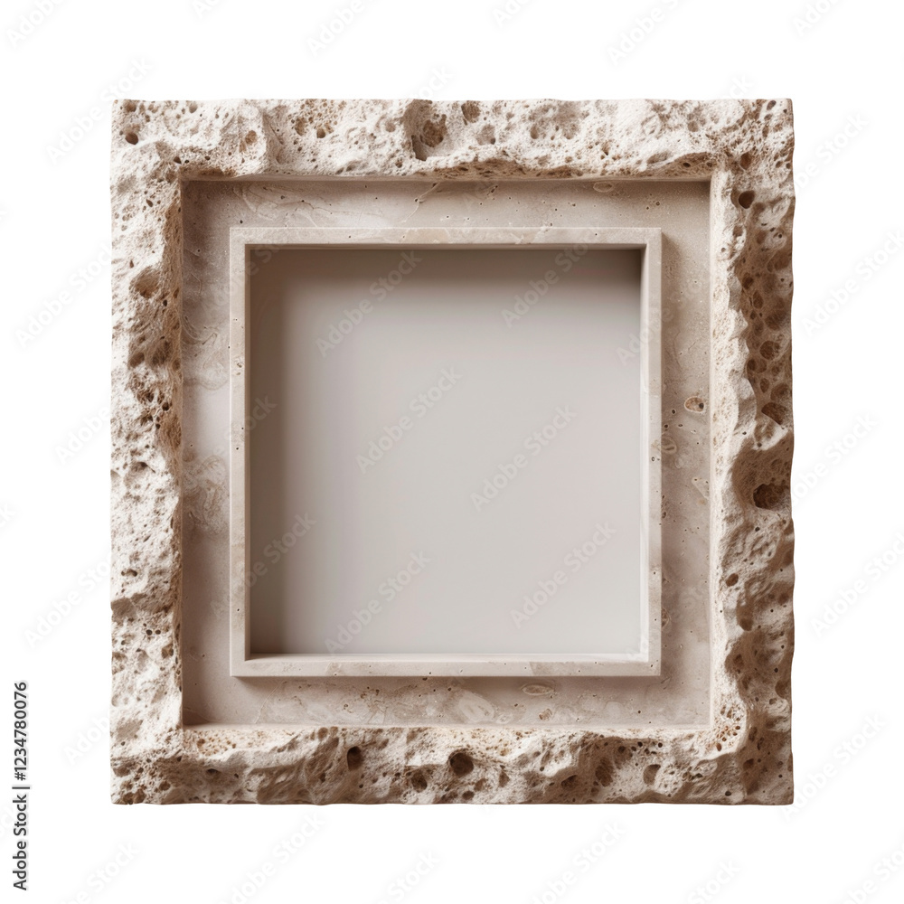 Aufkleber ornate square stone frame with intricate carved design and textured surface