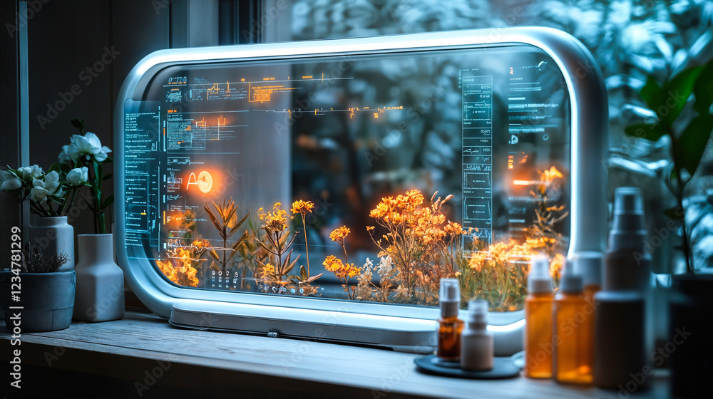 Poster smart mirror technology in healthcare spaces enhancing wellness with interactive displays