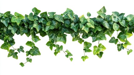 Green Ivy Vine Border Isolated on White Background