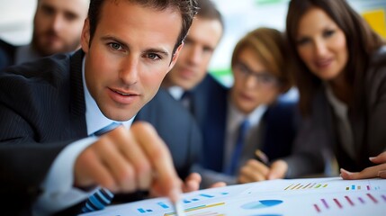 Business meeting with diverse people analyzing data charts in modern office environment collaborative concept