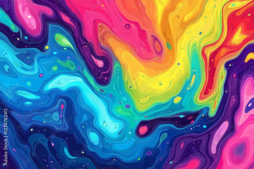 Poster Colorful abstract patterns swirl together in a vibrant cosmic display of hues and textures