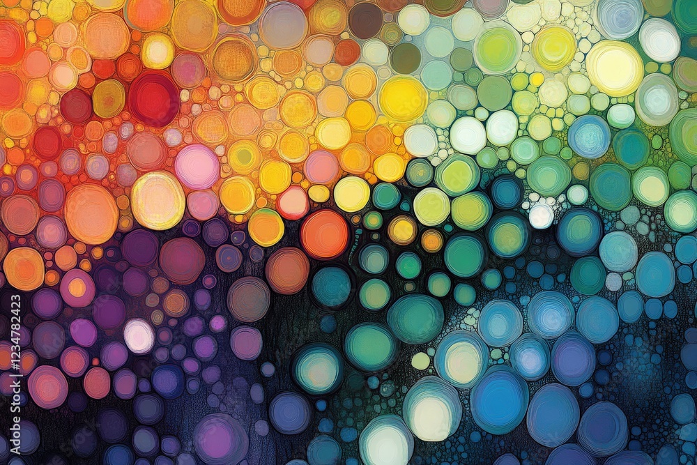 Aufkleber colorful abstract bubble pattern showcasing vibrant hues and gradient transitions from warm to cool 