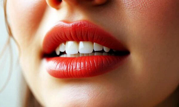a beautiful woman with purple lipstick said something