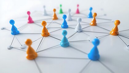 Social media network connection, people icons on white background. Global internet technology and online data exchange of business connections and networking for B2B. ,