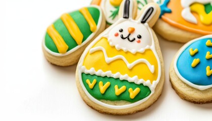 Colorful Decorated Easter Cookies with Bunny and Egg Designs