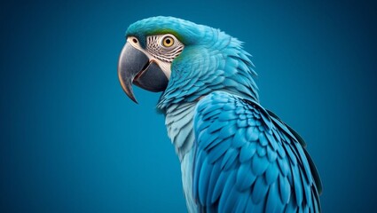 Obraz premium Blue macaw animal on blue background