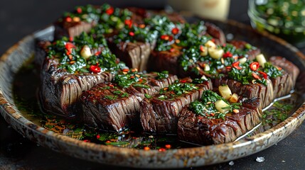 A plate of succulent beef stew served with roti for Eid-ul-Azha  HD 8K wallpaper Photographic Image