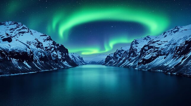 night landscape with northern lights 