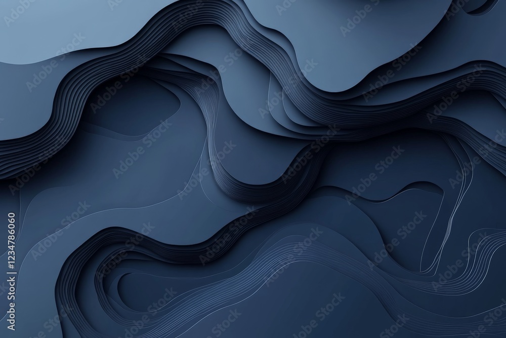 Leinwandbilder intricate layers of dark blue curves create a dynamic texture in a contemporary design